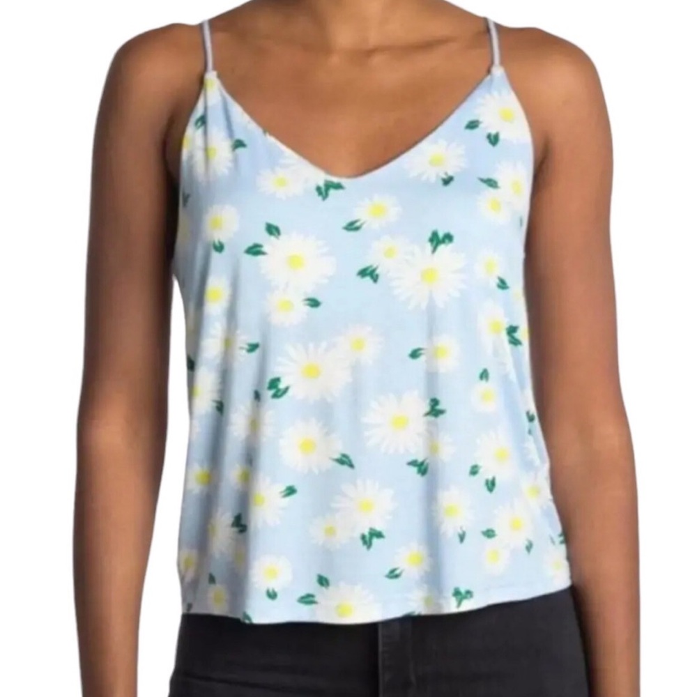 NWT Abound Light Blue Daisy Print V-Neck Cami Top sz XSmall